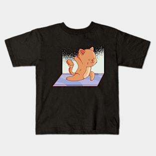 cat-animal-doing-yoga Kids T-Shirt